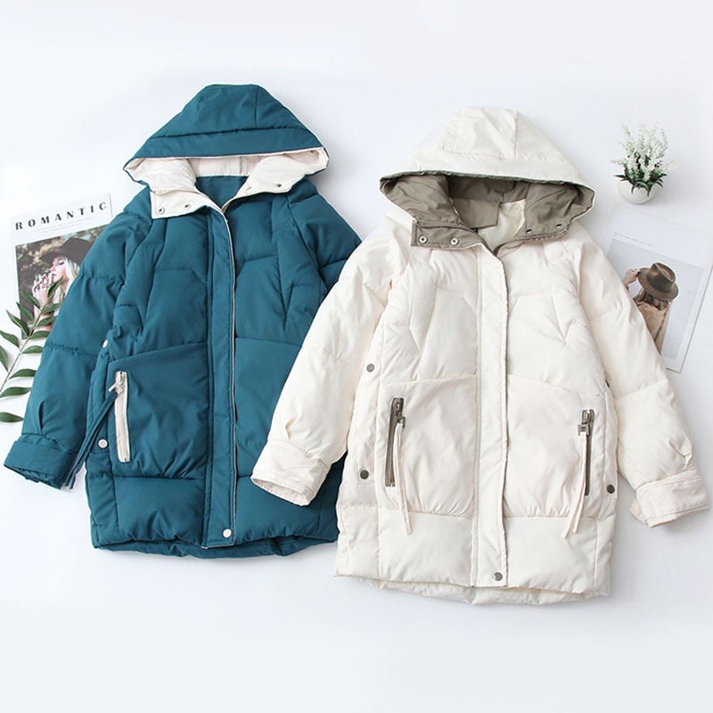 Evelina – Stylish Women's Winter Jacket with Hood in Quilted Cotton and Polyester