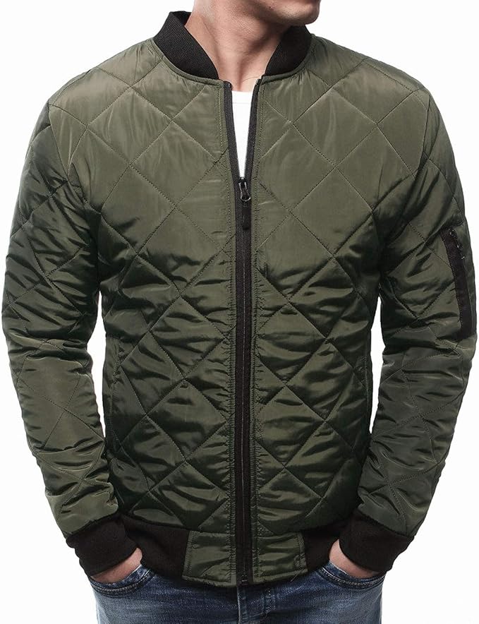 Noxford™ | Quiltad Herr Bomberjacka | Lättvadderad &amp; Vindtät Tunn Jacka För Vardag och Outdoor