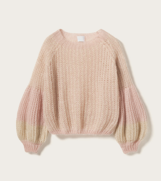 Tilda Stickad Tröja Blush/Cream – Mysig Damtröja för Lager-på-Lager