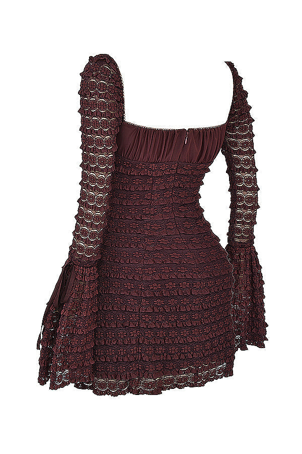 Avéna | Long-sleeved Mini Dress with Ruffle Details