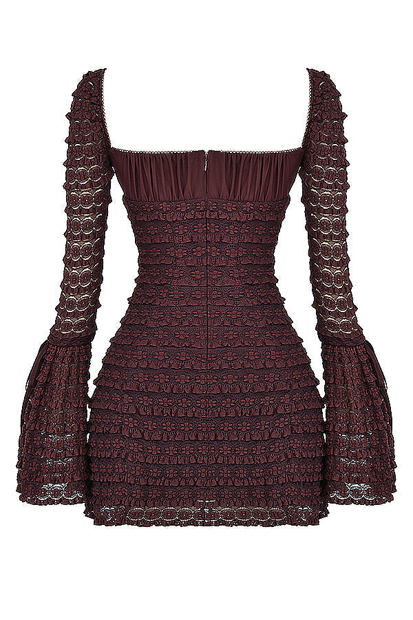 Avéna | Long-sleeved Mini Dress with Ruffle Details