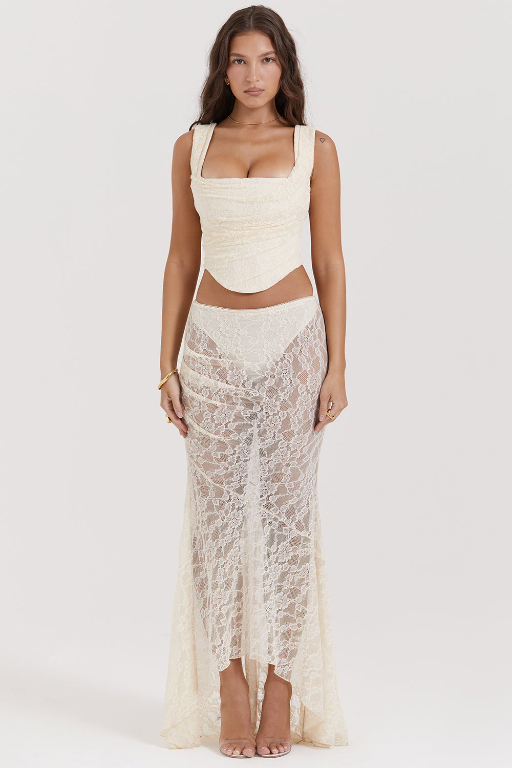 Celestine | Vintage Lace Corset with Matching Maxi Skirt
