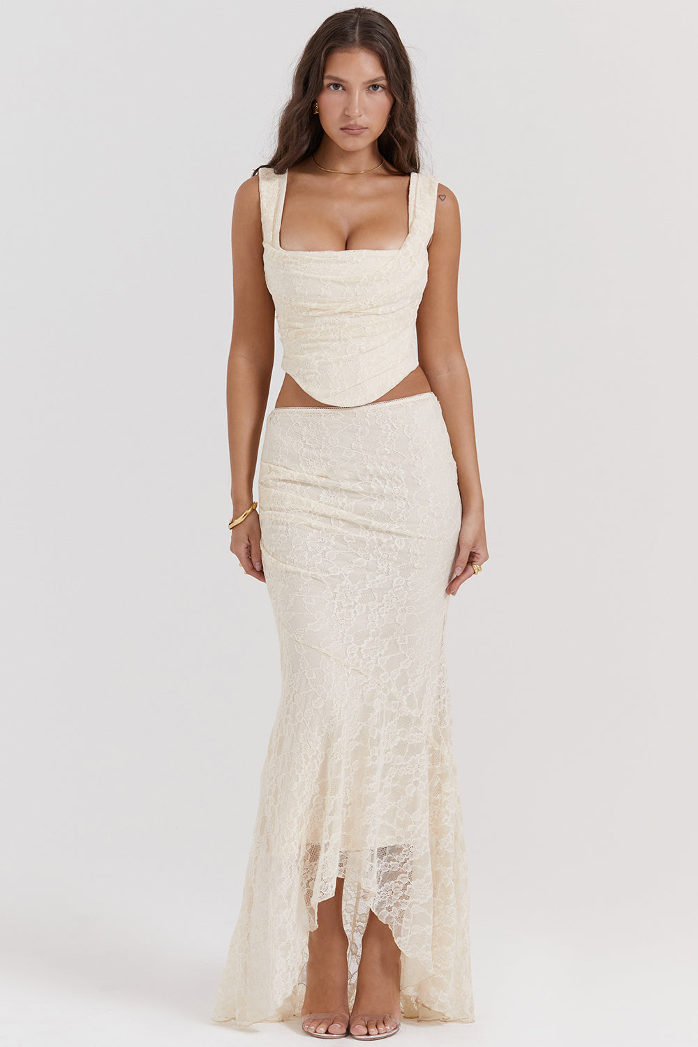 Celestine | Vintage Lace Corset with Matching Maxi Skirt