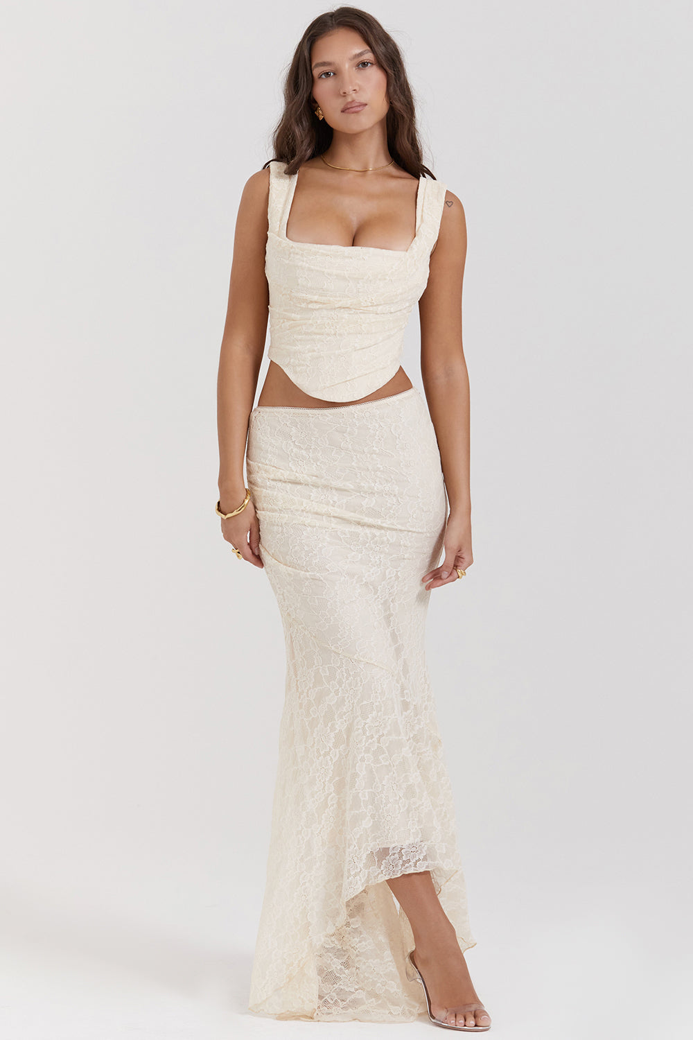 Celestine | Vintage Lace Corset with Matching Maxi Skirt