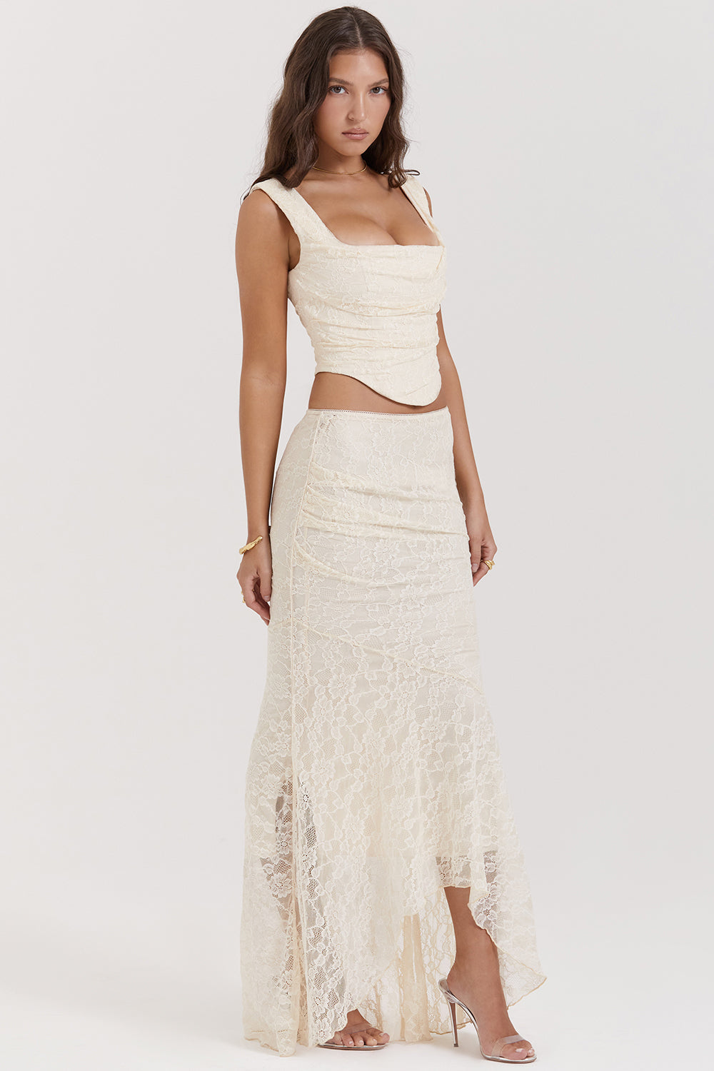 Celestine | Vintage Lace Corset with Matching Maxi Skirt