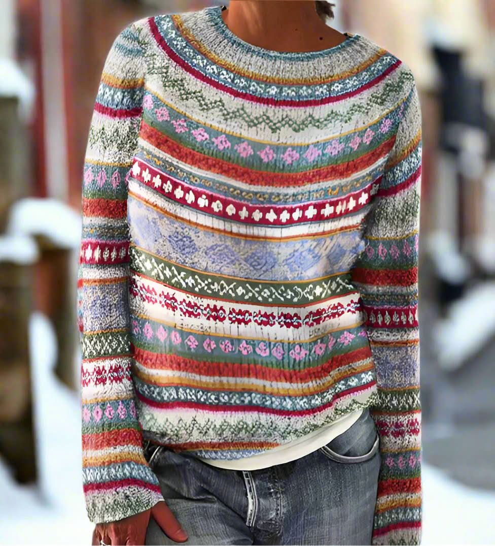 Ebbara Knitted Sweater – Colorful Stripes & Modern Style