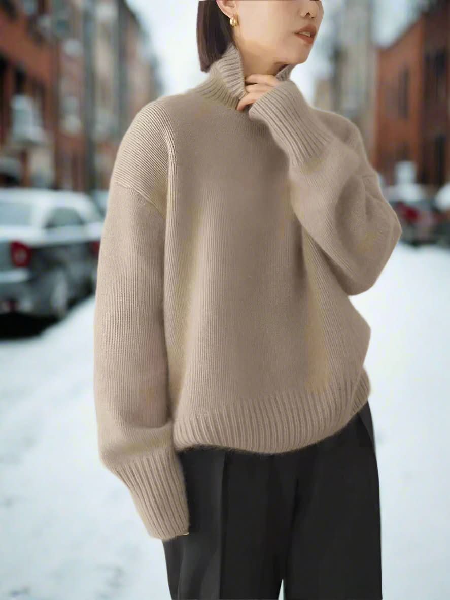 Ebba – Knitted thick turtleneck sweater for women in wool blend