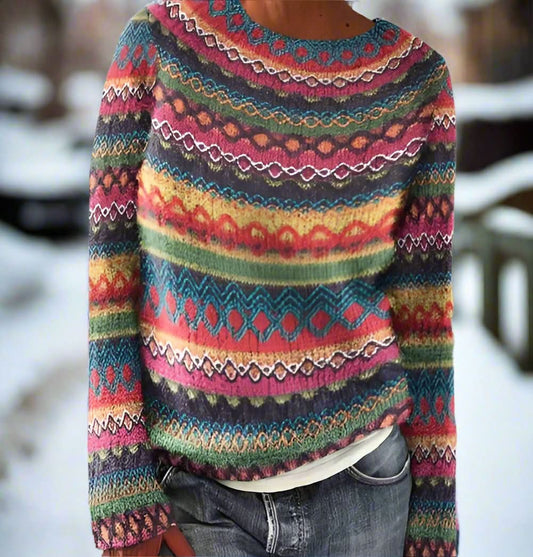 Ebbara Knitted Sweater – Colorful Stripes & Modern Style