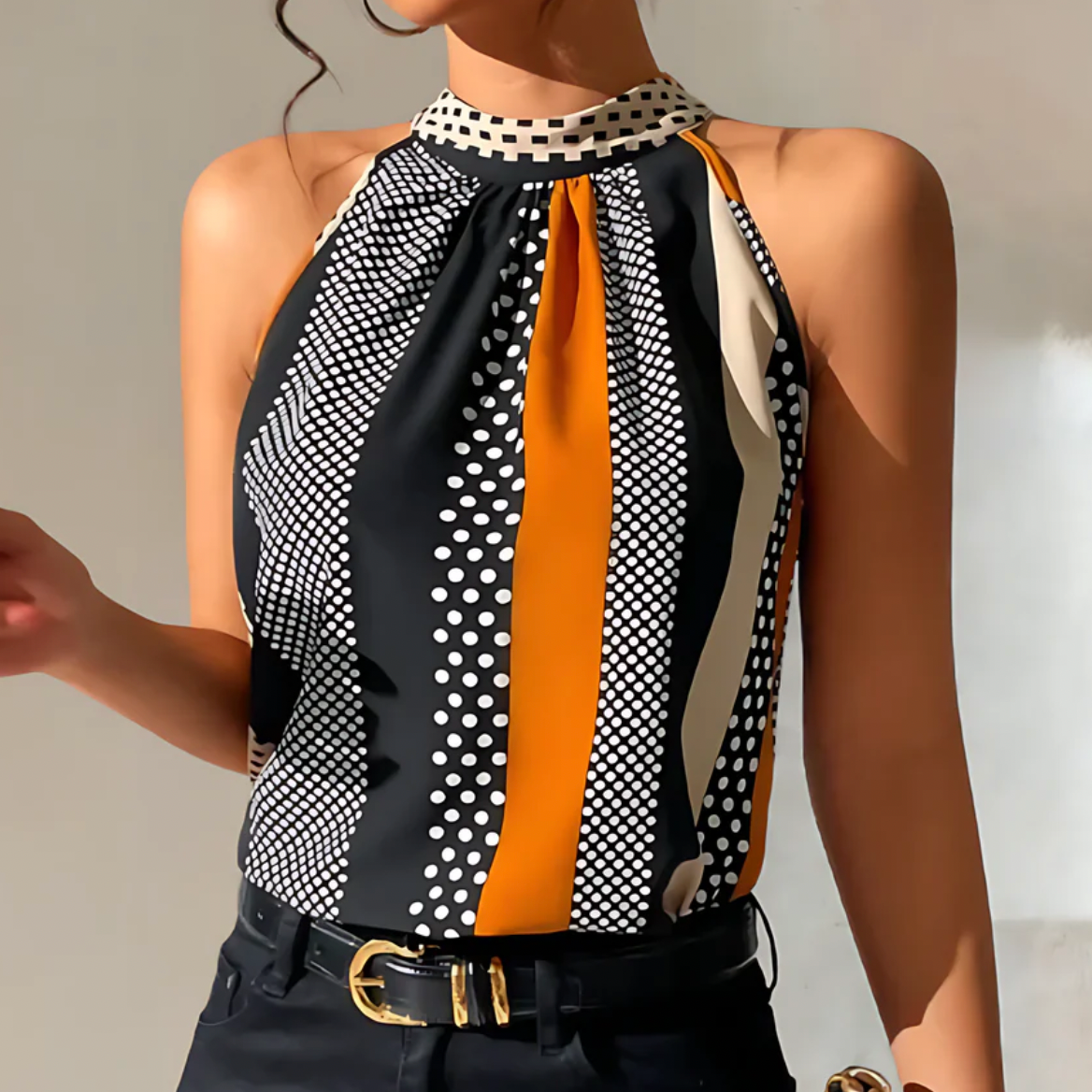 Tilde | Sleeveless halter neck top with geometric print