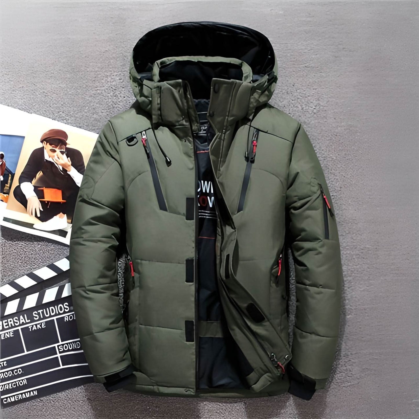 Puffer jacket for men – insulated, padded with hood and pockets